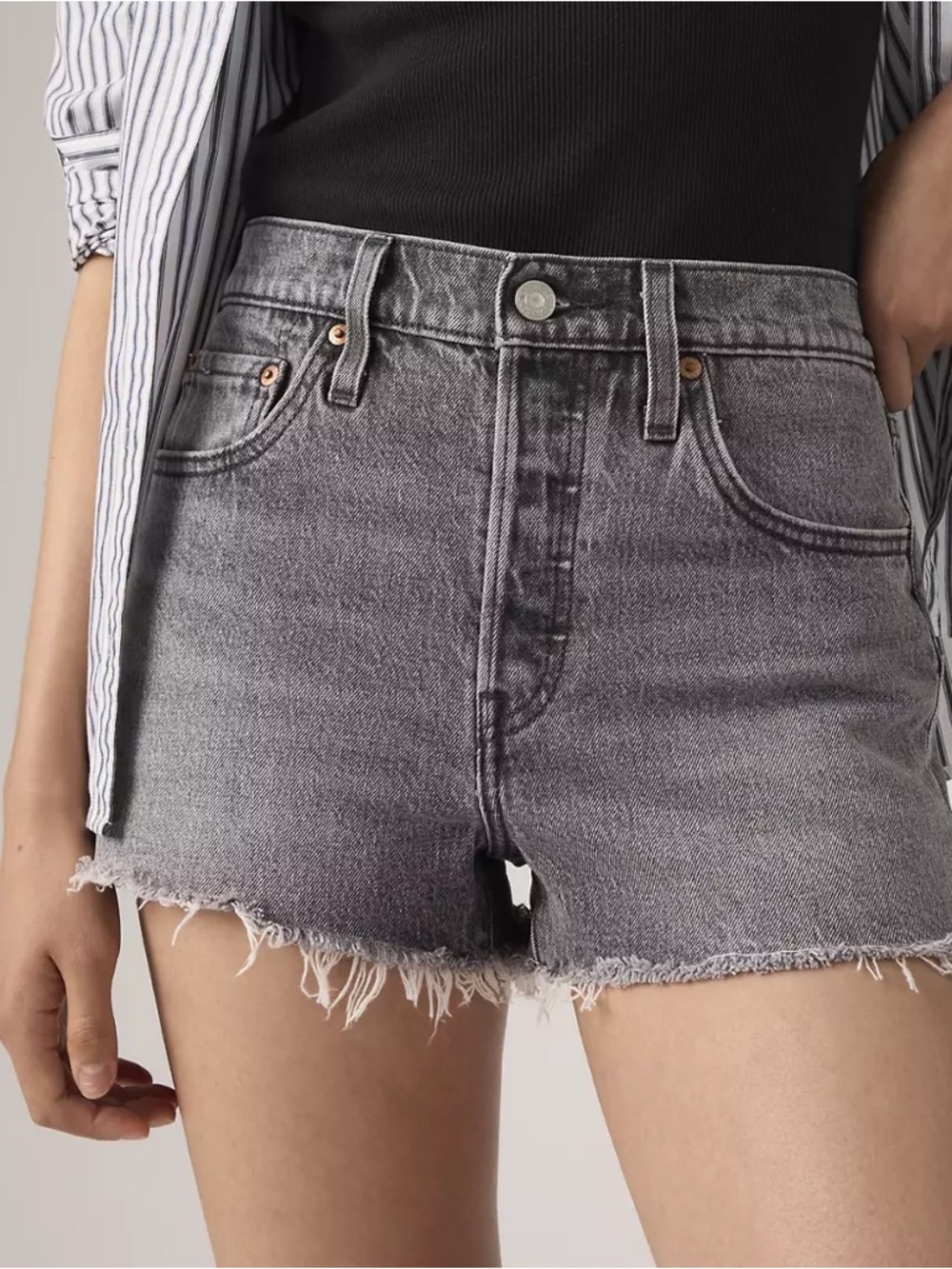 Levi's 501 original fit high rise women’s shorts cutoffs button fly weathered